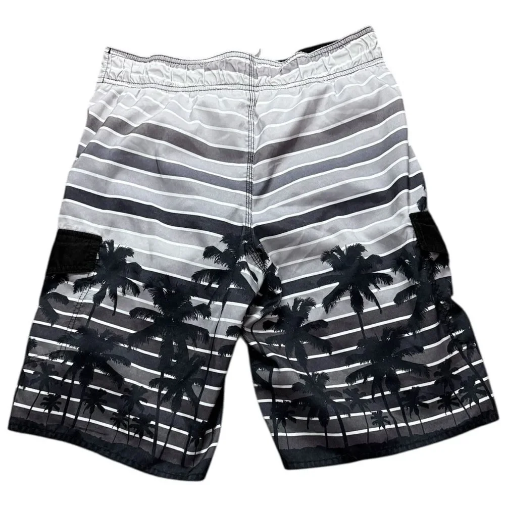 Hang Ten Black & Gray Palm Tree Swim Trunks